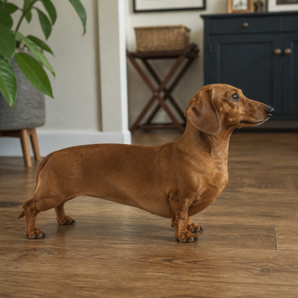 Red dachshund in proud side profile pose — independent breed training